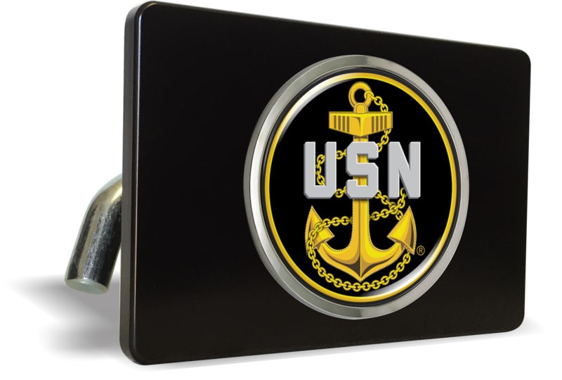 U.S. Navy Chief Fouled Anchor - Tow Hitch Cover with Chrome Metal Emblem